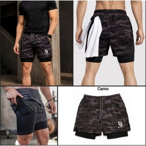 BETABODY Unisex Quick-Dry Gym Shorts, Lightweight Breathable Running Shorts with Elastic Waistband, 2-in-1 Letter Print Fitness Shorts, Casual Athletic Pants for Running, Yoga, Outdoor Sports, Ideal Gift for Both Men & Women