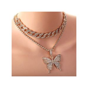 Original Iced Tennis Gold With Stylish Butterfly Pendant