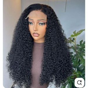 22 inches water curl wig with T frontal natural color