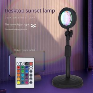USB Powered Remote Control 16-Color Sunset Lamp LED Projectors Night Light Backlight Sunset Lamp RGB LED Lamp USB Rainbow Lamp Desk Decoration Home Atmosphere Lighting