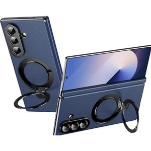 Premium leather Case for Samsung galaxy Z fold 7 with Magnetic hinge protection magsafe ring 