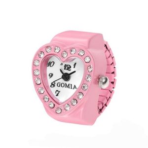 Vintage Golden Ring Watch for Women - Retro Mini Finger Watch, Quartz Movement - PINK