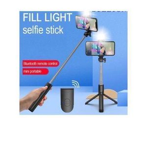 R16X Bluetooth Selfie Stick Tripod + Fill Light +Shutter Remote - Black