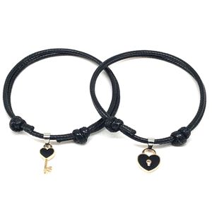 1pair Black Simple Milanese Magnetic Heart Bracelet, Adjustable
