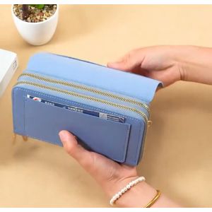 Women's Small Shoulder Bag & Multi-Zip Phone Purse - Blue