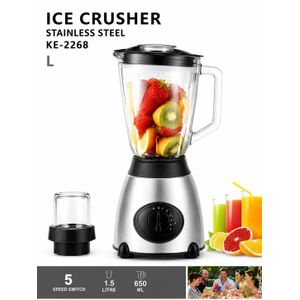 Kitchen Classics Stainless Steel Ice Crusher Blender 1.5L – 5 Speed Mixer Grinder With 650ml Cup