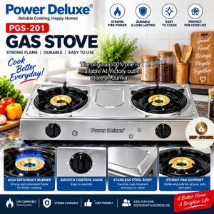 Power Deluxe  Gas Cooker – Heavy-Duty 2-Burner Stainless Steel Tabletop Stove for Powerful & Efficient Cooking