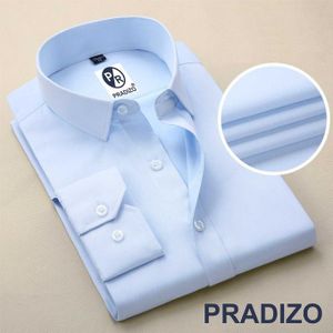 Pradizo Men's Corporate Quality Office Plain Long Sleeve Sky Blue Shirt