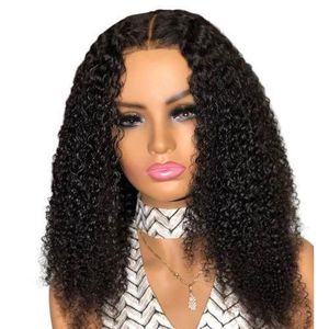 Fashion Cabinet Quality curly hair wig with T frontal natural color 14 inches