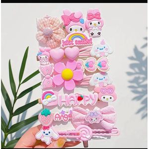 Beauty Image Kawaii Pink Hair Clip Set - Cartoon My Melody & Cinnamoroll Hair Clips for Girls