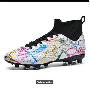 Men's Firm Ground High-Top Football Boots - Multicolor & White