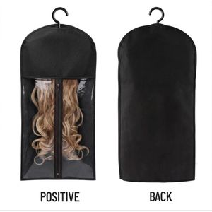Premium Portable Wig Storage Bag with Hanger & Transparent Zipper Window – Dustproof Wig Organizer (Black)