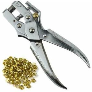 Pro-Tek Eyelet Grommet Pliers, Steel Hole Punch Eyelet Setter Kit - For Leather, Canvas, All Fabrics, Shoes, Belts, Bags, Crafts Gold Eyelets/grommets