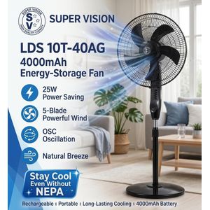 Super Vision  LDS 10T-40AG Energy 5 Blades Oscillation Power Storage Standing Fan