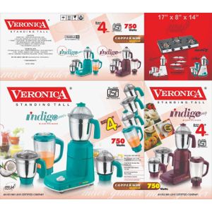 Veronica Indigo  mixer Grinder 4jar 750w Heavy Duty