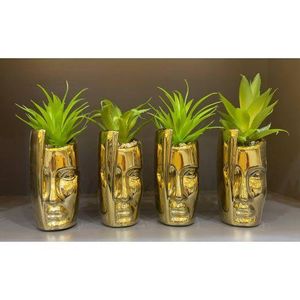 Tabletop Artificial Gold Stand With Green Flowers_1pc