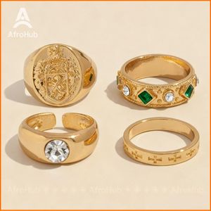 4 in 1 Unisex Ring Set Golden Ring Jewelry Fashionable set Size adjustable