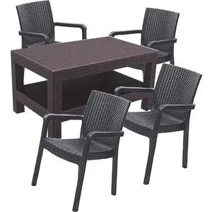 Plastic Backet Table And 4 Pieces Of Basket Chairs