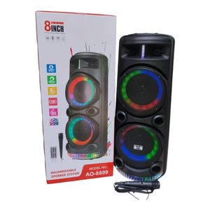 8000W Double 8 inches rechargeable Bluetooth speaker with 1 wire microphone and remote control