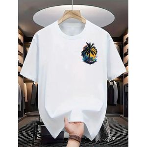 QUALITY COTTON ROUND NECK WHITE POLO T-SHIRT WITH DESIGN 