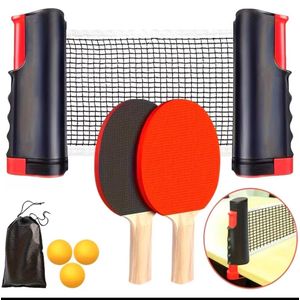 2pcs Professional Table Tennis Bat & Rackets Set with 3 Balls, Bag & Table Net – 16-Star Table Tennis Set