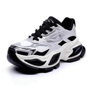 Genetic Black and White Unisex Chunky Sneakers – Fashion Thick Sole Trainers, Breathable Street Style Running Shoes