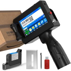 Portable Handheld Inkjet Printer for Logo/Batch Number/QR Code on Any Surface (Metal,Wood,Glass,Cloth,Carton) with Quick-Drying Ink & Multi-Language Support
