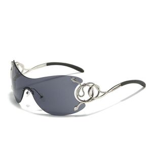 Y2K New Rimless Snake Women Sunglasses (black)