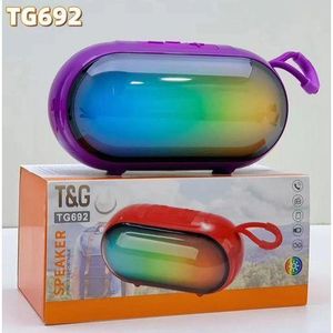 T&G  TG-692 Mini Wireless Portable Colorful Light BT Speaker FM Radio/USB/TF Radio Round Beautiful Active RGB Light Bass Speakers PURPLE