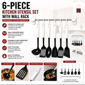 Echowell 6 Piece Kitchen Utensil set With Wall Rack