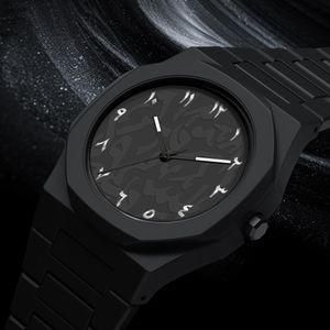 VALENZO BLACK PLASTIC STRAP BUSINESS LUXURY ARABIC WRIST WATCH FOR MEN