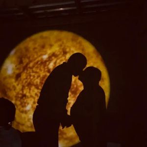 Starry Sky Projector Light, USB Powered, 360° Rotating, Moon-Shaped Light Panel (Yellow, White, and Blue), Bedroom Ceiling Decorative Light, Wedding/Proposal Background Light, Portable Photo Prop, Halloween/Christmas Gift.