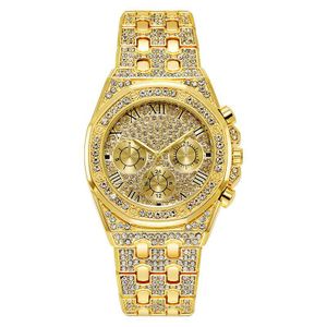 Luxury Gold Plated Iced-Out Men Wrist Watch- Gold