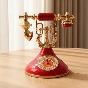 Vintage Faux Telephone Decor With Alarm Clock 