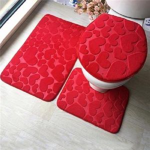 3-pc Bathroom Rug Set, Stone Pattern Carpet,3d Toilet Floor Mat