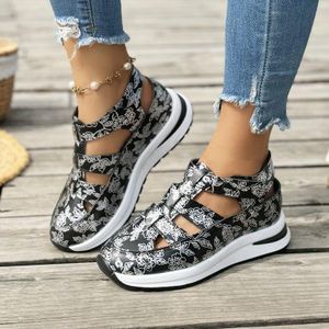 Exotic Ladies sneakers flat platform women's shoe-Black