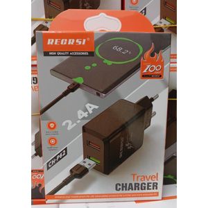 Dual-Port 2.4A Fast Travel Charger & Cable Set