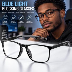 TR Blue Light Blocking Glasses, Ultra Lightweight Clear Lens Computer Eyewear for Work Gaming Sports Daily Use Black