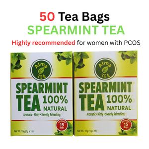 PCOS Nutrition Spearmint Tea 100% Natural – PCOS Support Herbal Tea for Women, Hormonal Balance & Wellness 50 Tea Bags