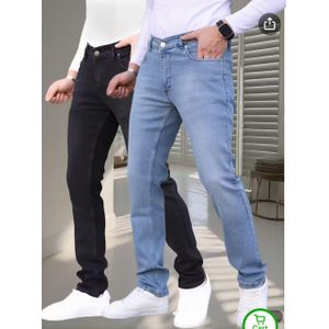 Quality Non Fade Sky Blue And Black Jean For Men