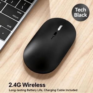 T-WOLF X2-2.4G Wireless Silent Rechargeable Mouse for Laptops-Black