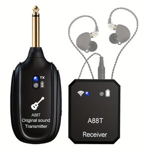 Wireless Guitar Audio Transmitter Receiver System A88T, 2.4GHz Low Latency Digital Sound Transmission for Electric Guitar, Bass, In-Ear Monitor