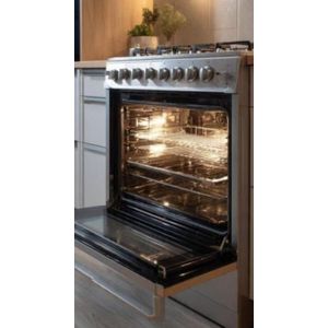 Nexus  4 Burner Standing Gas Cooker with Oven Auto - Ignition, Wood Finish Stainless Top Gas Oven + Grill 