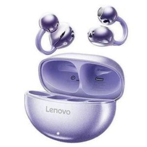 Lenovo Open Ear Bluetooth 5.3 Earbuds- Wireless Clip-On Earphone With Mic 30H Playtime IPX5 Waterproof Purple 