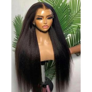 Fashion Fair Kinky Straight Glueless 13×1 Frontal Wig.