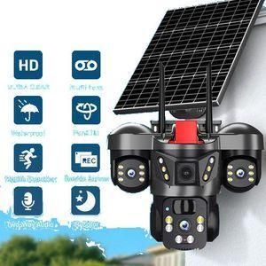 3 lens V380, 4G, 9MP human detection and tracker, night vision, 2-way audio, solar powered and battery backup cctv camera