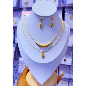 High Fascinating Luxury & Beautiful Affordable Elegant Golden Necklace + Ear Ring For Adorable Unique Ladies 