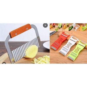 Crinkle Cutter with Stainless Steel Blade + Vegetable Peeler - 2-in-1 Kitchen Slicer Set