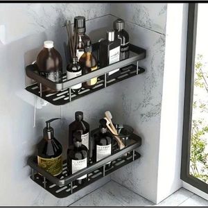Bathroom wall rack black