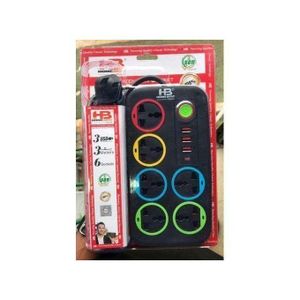 Power Strip with Surge Protection, 6 Power Socket Outlets & 3 USB Ports , Overload Protection, LED Indicator, Child-Proof Safety Covers, 2M All-in-One Power Extension Cord for Home, Office Use